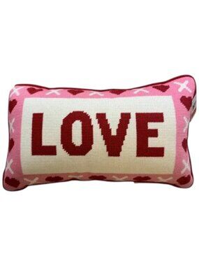 "LOVE" Hooked Pillow NWT